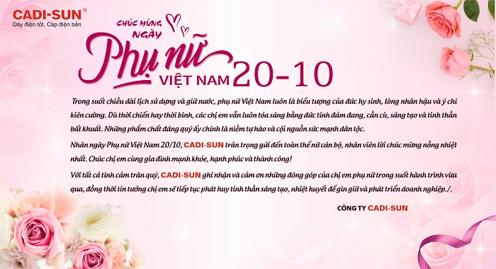 CADI-SUN chúc mừng nữ cán bộ, nhân viên nhân Ngày Phụ nữ Việt Nam 20/10